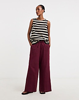 Cotton Cheesecloth Pull On Wide Leg Trousers