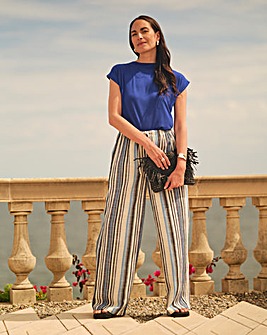 Blue Stripe Wide Leg Trousers