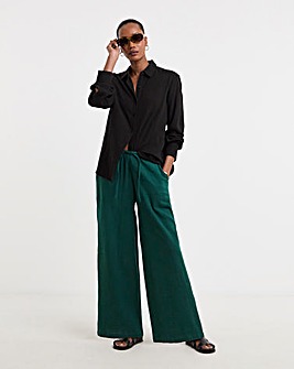 Pure Cotton Textured Cropped Wide Leg Culottes