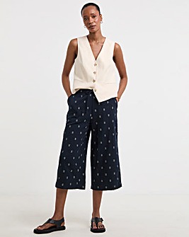 Cotton Cheesecloth Cropped Wide Leg Culottes