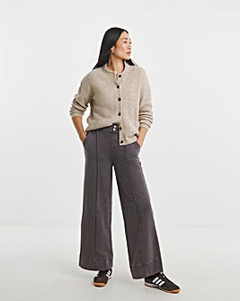 Chocolate Washed Jersey Wide Leg Trouser