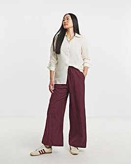 Burgundy Stripe Drawstring Wide Leg Trouser