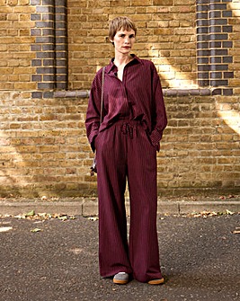 Pinstripe Drawstring Wide Leg Trouser