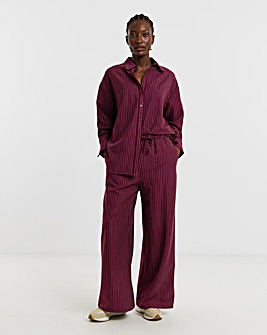 Pinstripe Drawstring Wide Leg Trouser