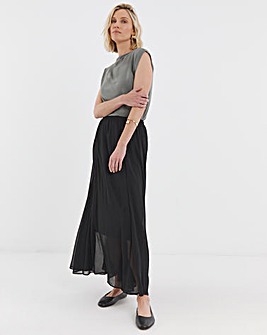 Black Chiffon Godet Maxi Skirt