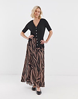 Printed Chiffon Godet Maxi Skirt