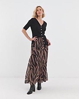 Printed Chiffon Godet Maxi Skirt