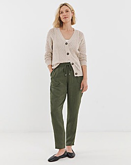 Khaki Herringbone Tapered Trouser