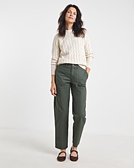 Khaki Casual Barrel Leg Trouser