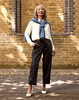 Black PU Button Barrel Leg Trouser