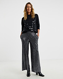 Silver Hot Fix Wide Leg Trouser