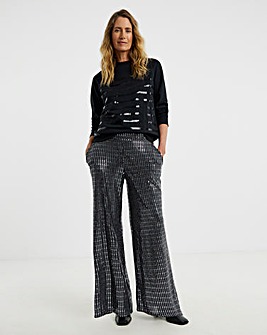 Silver Hot Fix Wide Leg Trouser