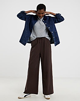 Chocolate Stripe Printed Drawstring Wide Leg Trouser