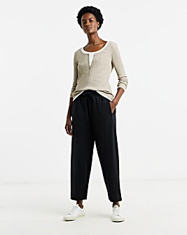 Black Barrel Leg Jersey Trouser