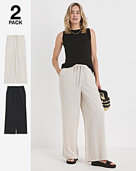 2 Pack Linen Wide Leg Trousers