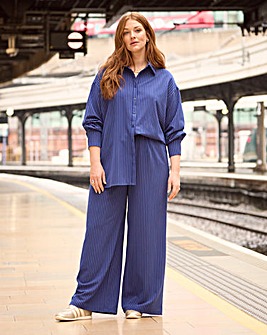 Stripe Drawstring Wide Leg Trouser