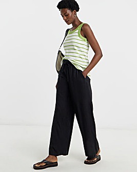 Linen Mix Wide Leg Trousers
