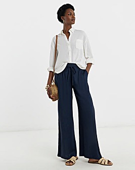 Linen Mix Wide Leg Trousers