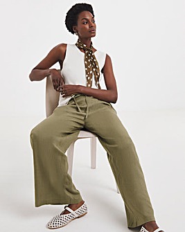 Linen Mix Wide Leg Trousers