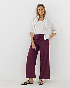 Linen Mix Wide Leg Trousers