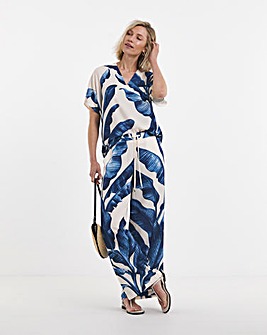 Blue Print Wide Leg Trouser Co-ord