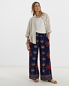 Viscose Crinkle Pull On Wide Leg Trouser