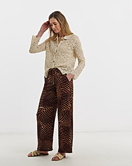 Spun Viscose Wide Leg Trouser