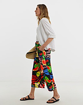 Linen Mix Wide Leg Trousers