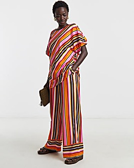 Linen Mix Wide Leg Trousers
