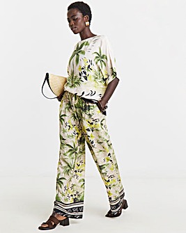 Linen Mix Wide Leg Trousers