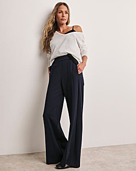 Anthology Navy Ponte Pull On Wide Leg Trouser