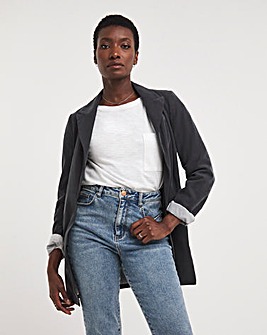 Relaxed Blazer With Contrast Turn Up Sleeve
