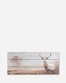 Home Stag Print On Wood Wall Art