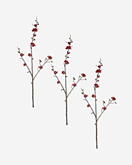 Pack of 3 Red Cherry Blossom Stems