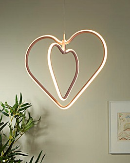 Blush Double Heart LED Pendant