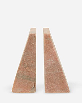 Set of 2 Pink Marble Bookends