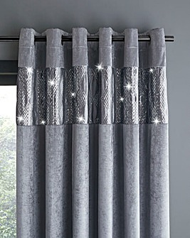 Catherine Lansfield Crushed Velvet Glamour Sequin Eyelet Curtains