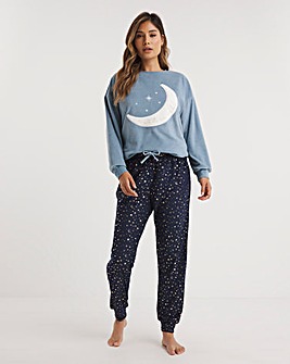 Foil Star Print Cuffed Pyjama Set