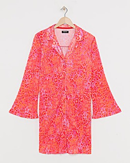 Button Through Plisse Night Shirt