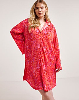 Button Through Plisse Night Shirt