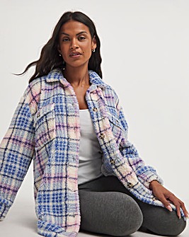 Check Fleece Loungewear Shacket