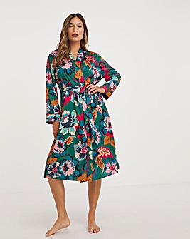 Stretch Satin Floral Maxi Length Gown