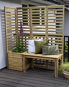 Forest Modular Garden Seating Set with Bench, Planter and Screen
