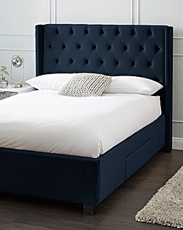 Allegra Winged Velvet Storage Bed Frame