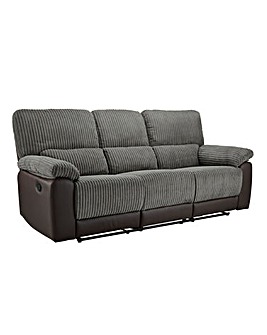Harlow Fabric/Faux Leather Recliner 3 Seater Sofa