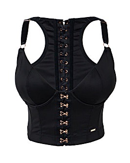 Figleaves Neoprene Underwired Front Fastening Non Padded Corset (B-F) Black