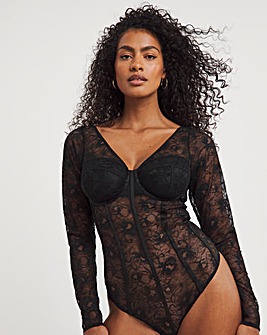 Figleaves Underwired Non Padded All Over Lace Body