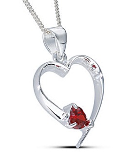 Silver Birthstone Heart Necklace