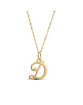 9ct Gold CZ initial necklace