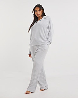 Figleaves Super Soft Ribbed Knit & Wide Leg Trouser Set